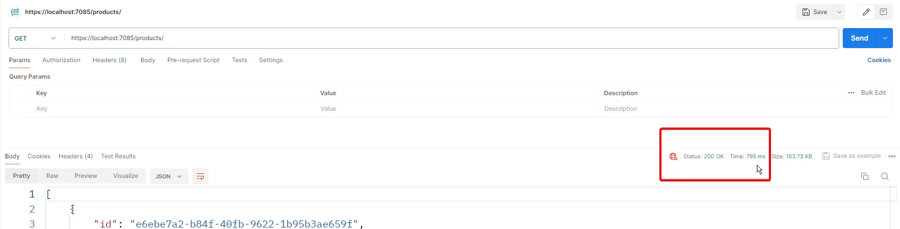 API Response Time without Caching API Response Time without Caching