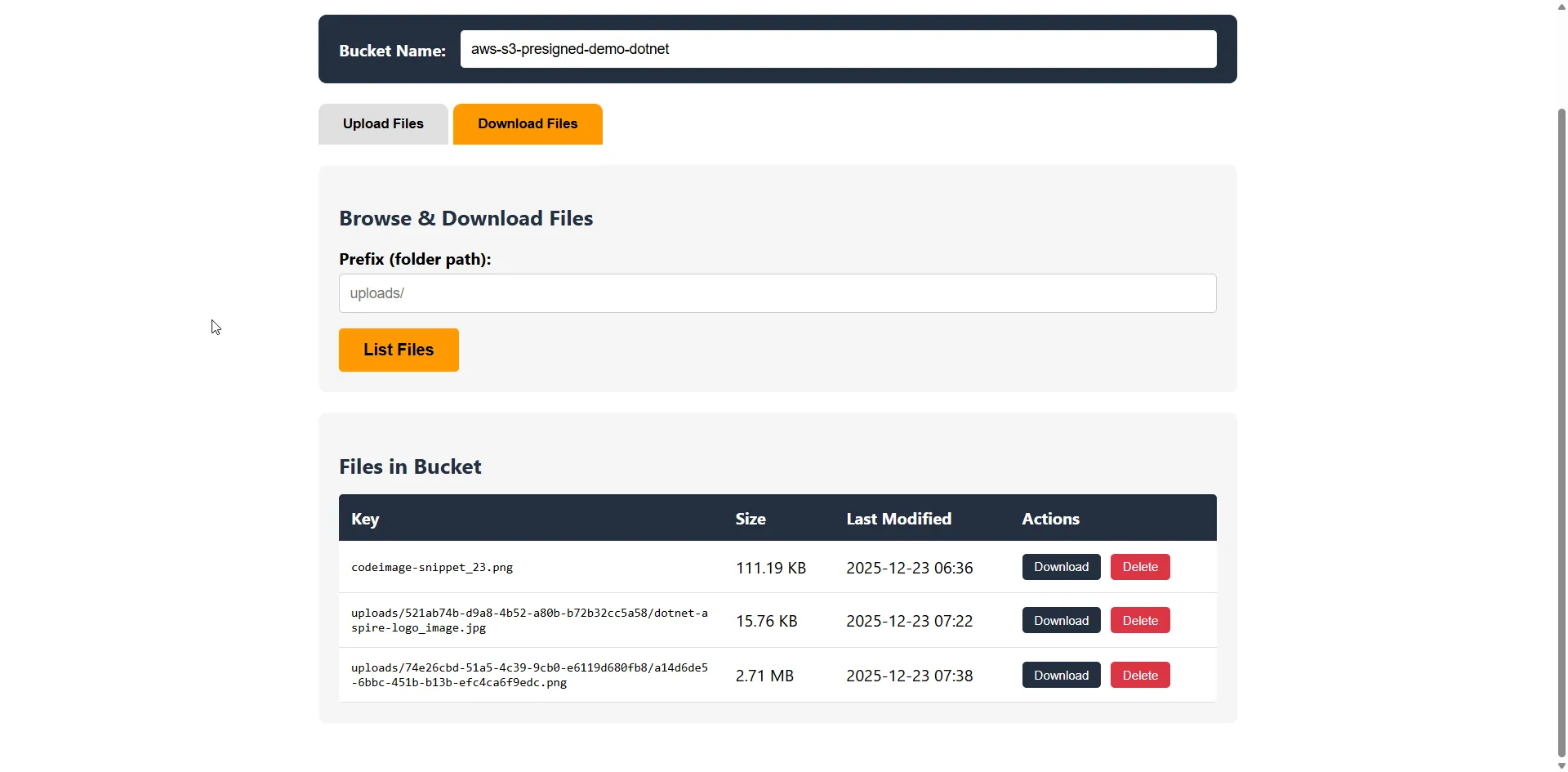 Blazor WebAssembly app - Download/Browse tab Blazor Download Tab