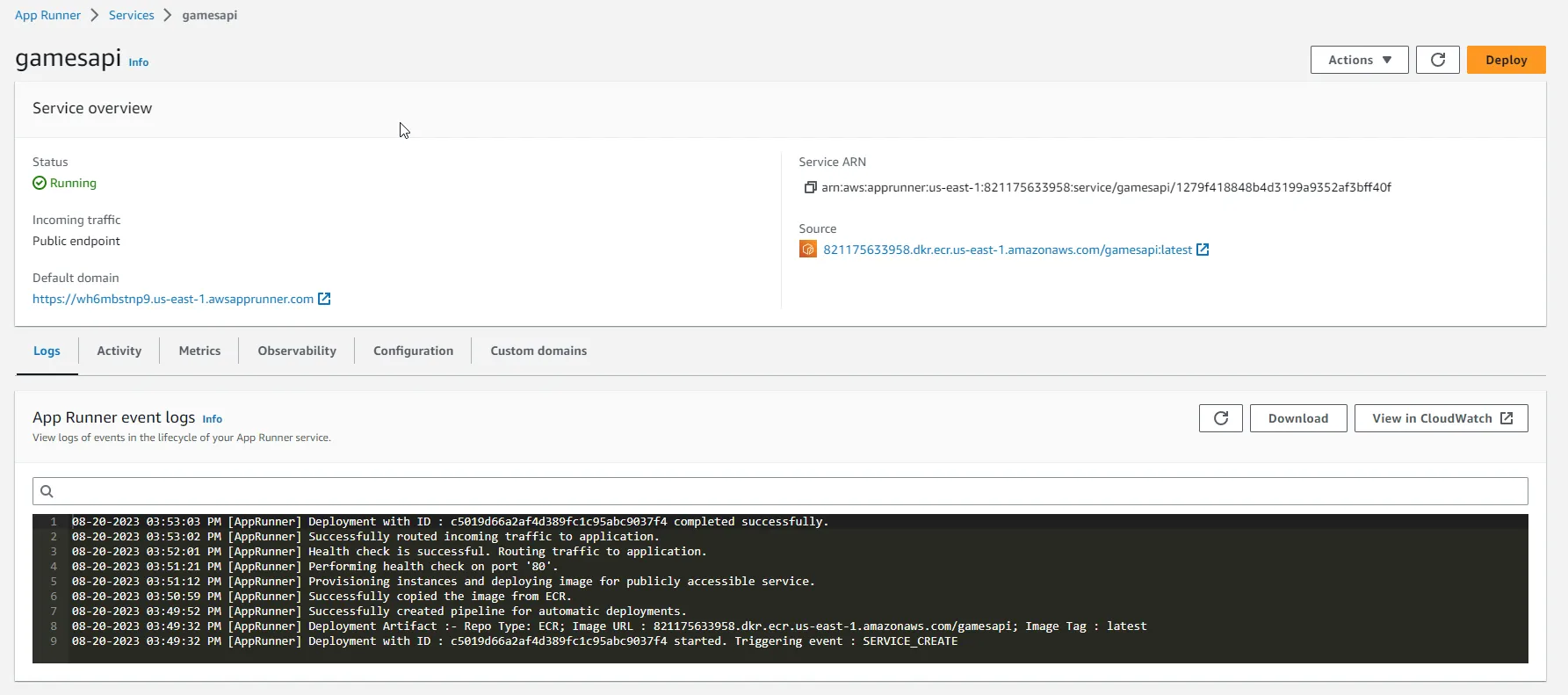 Deploying ASP.NET Core WebAPI to AWS App Runner