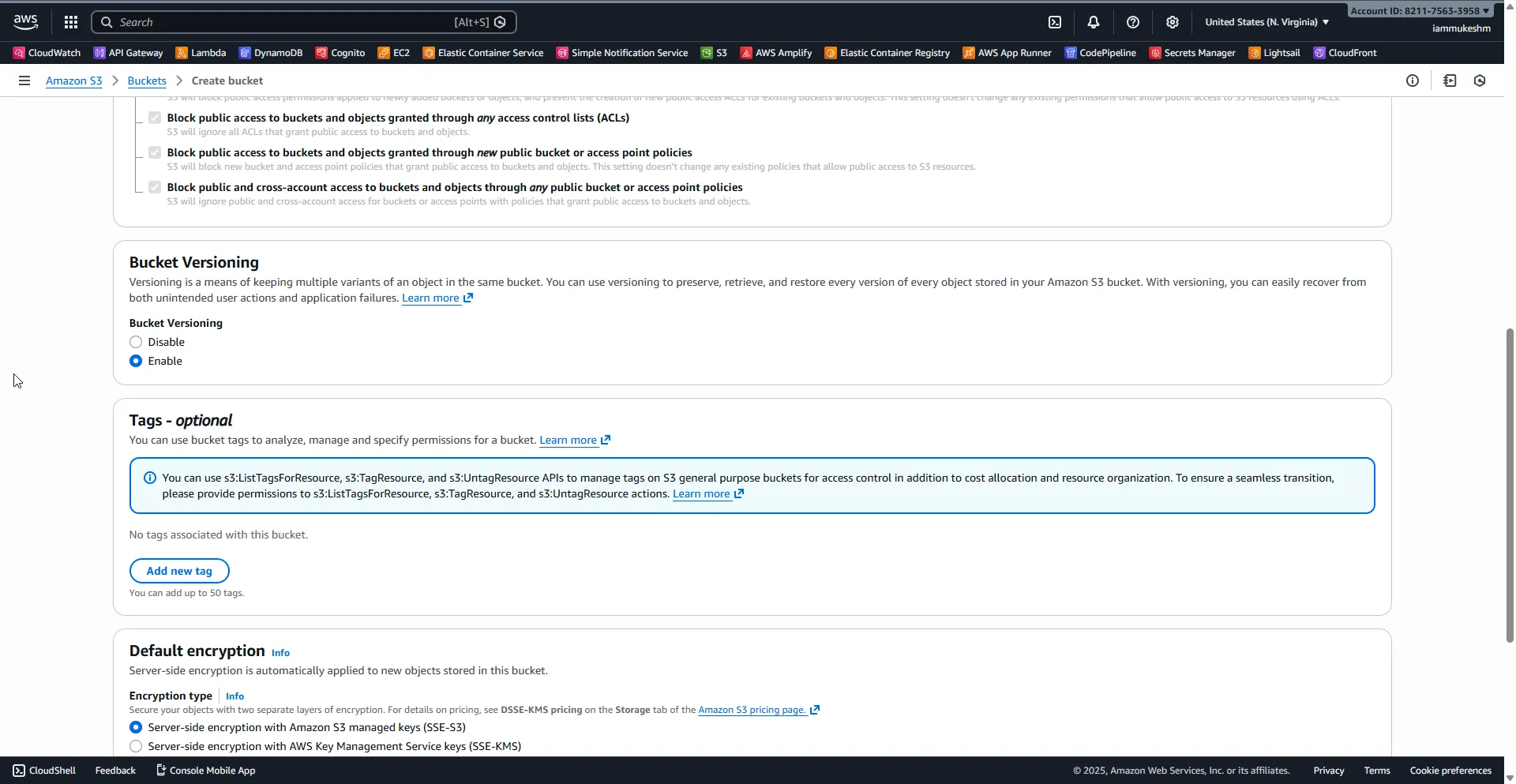 Create S3 bucket with versioning enabled Create S3 bucket with versioning enabled
