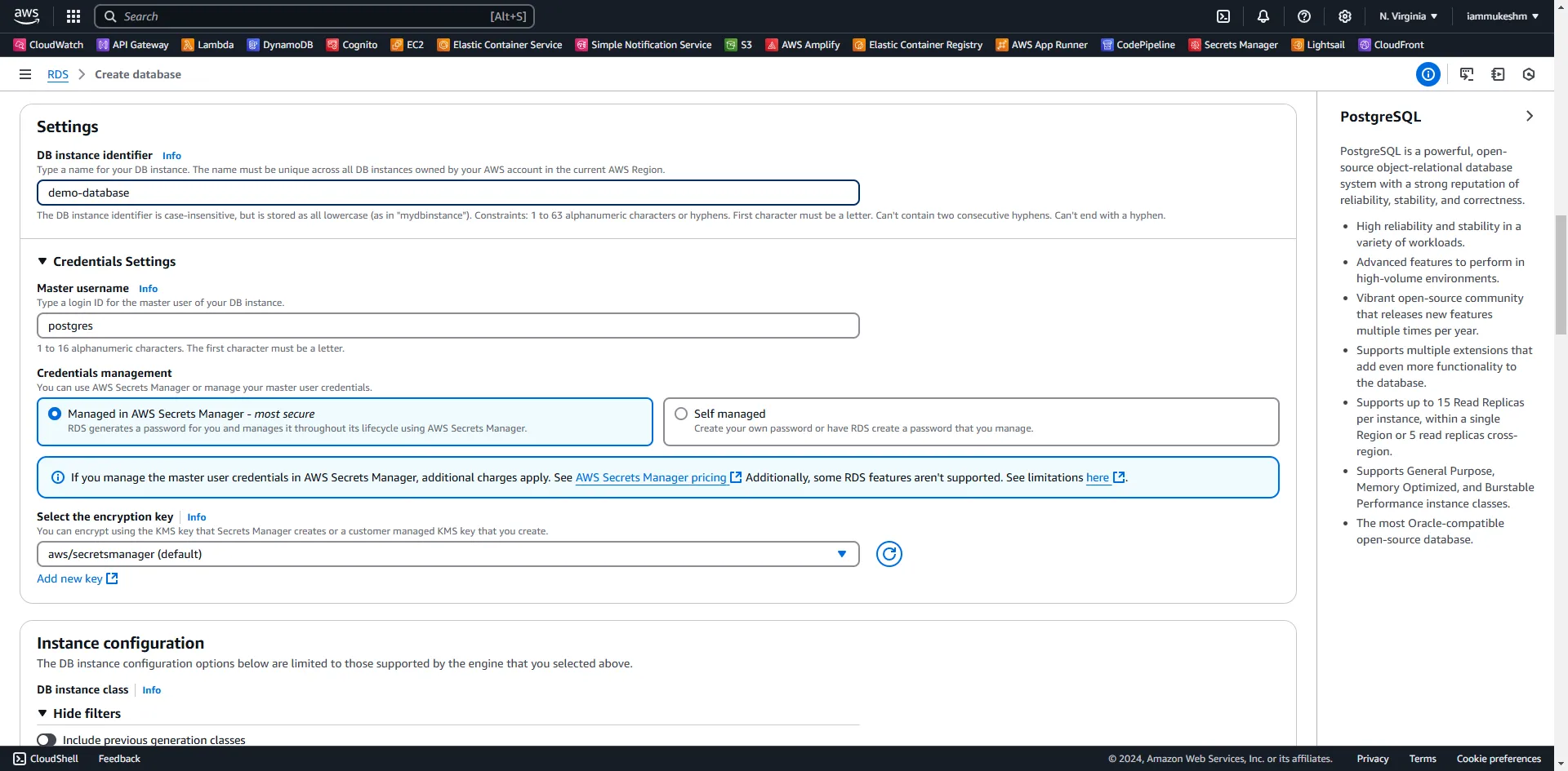 Create RDS Instance Create RDS Instance