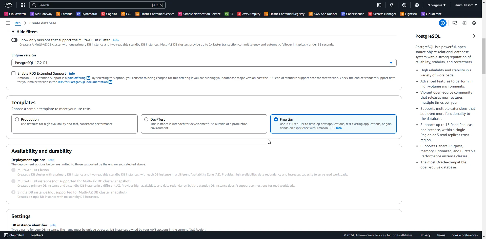 Create RDS Instance Create RDS Instance