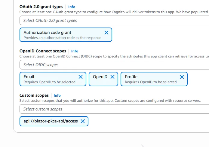 Attach custom API scope to app client Attach custom API scope to app client