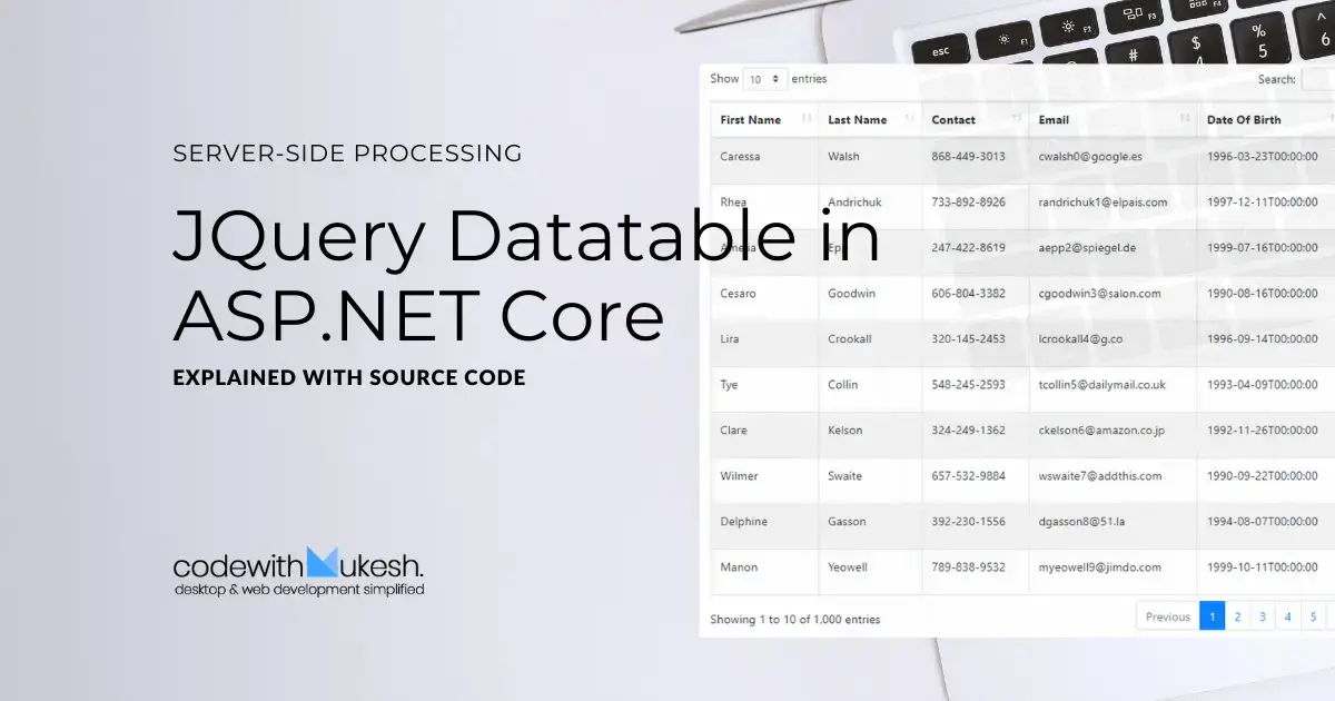 JQuery Datatable in ASP.NET Core - Server-Side Processing