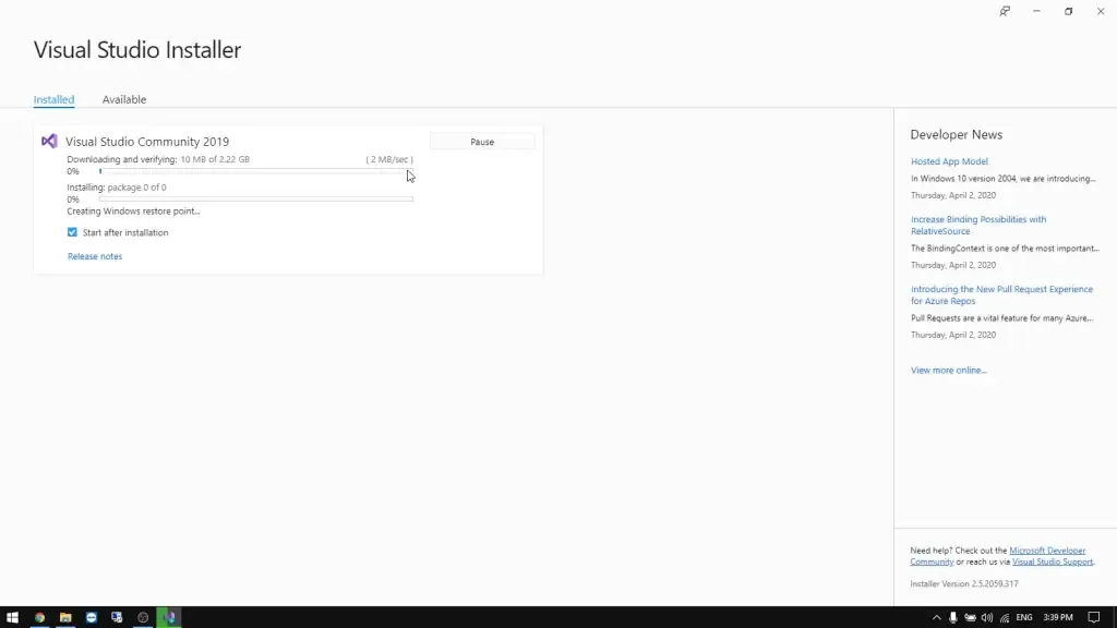 install visual studio 2019 community install visual studio 2019 community